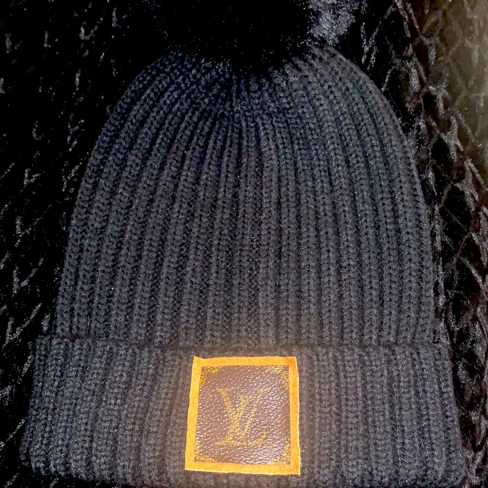 COPY - Louis Vuitton Beanie up cycled piece made from authentic Louis Vuitton.